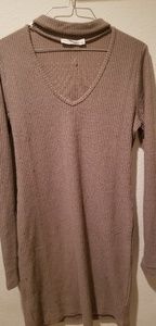 Brown choker sweater dress.